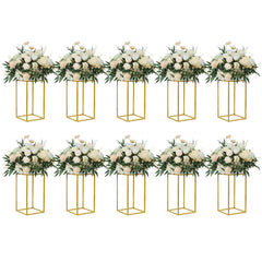 YALLOVE front view of gold geometric stands shows elegant event-ready design