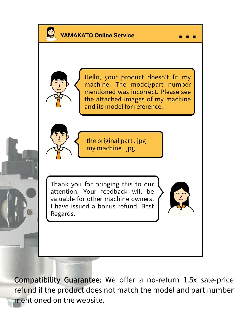 YAMAKATO product packaging and label proving correct replacement part