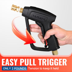 YAMATIC 360° swivel connector detail demonstrating smooth rotation and kink prevention
