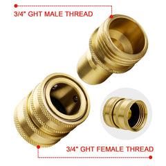 YAMATIC close up of 3/4 inch threaded brass connector showing precise threads and fit