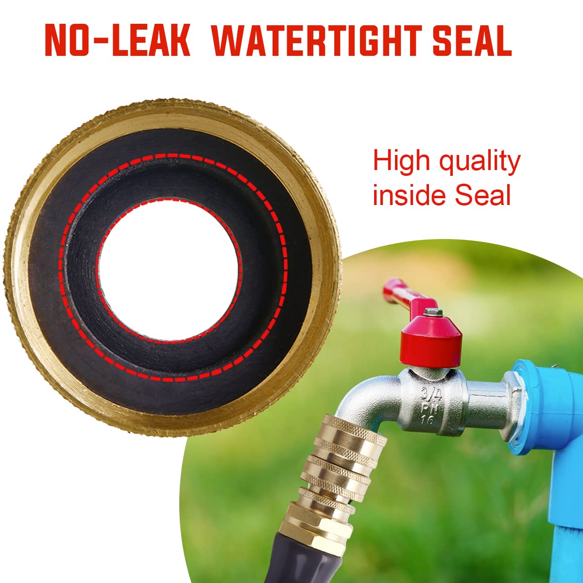 YAMATIC brass connector o‑ring detail showing seal for leak reduction