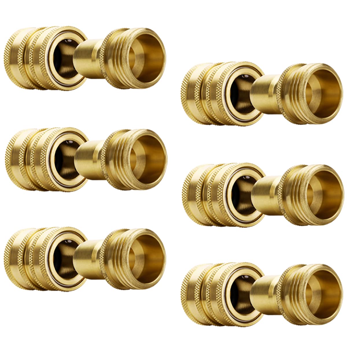 YAMATIC brass quick connect 6‑pack front view showing plug and socket for fast setup