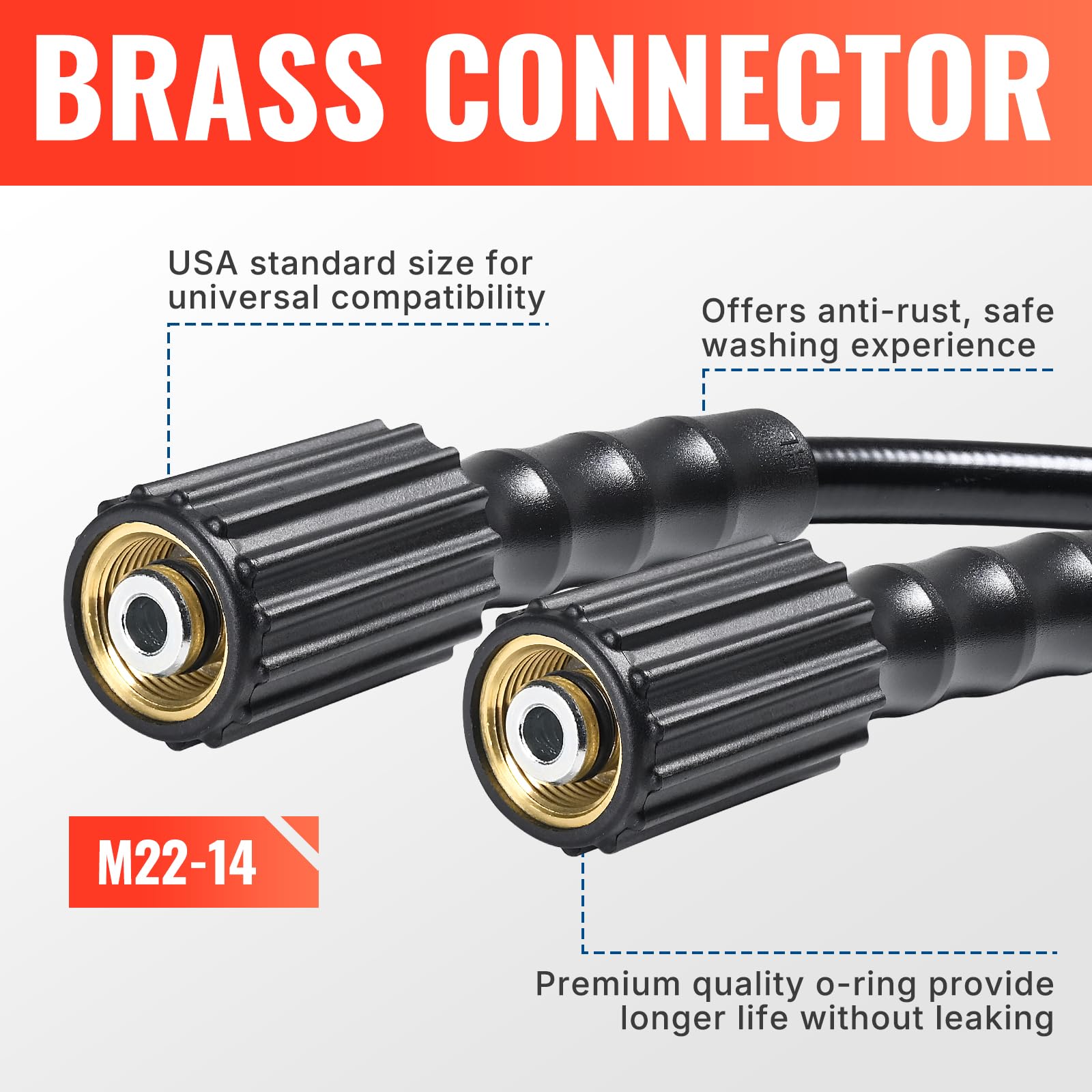 YAMATIC coiled hose beside a ruler for visual size and storage benefit