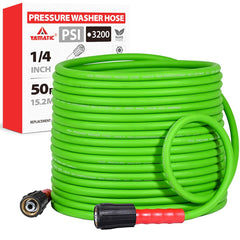 YAMATIC front view of 50 ft hose package showing product length and connectors benefit reach