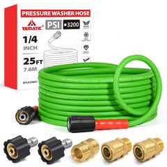 YAMATIC front packaging showing hose and included adapters, clear product benefit