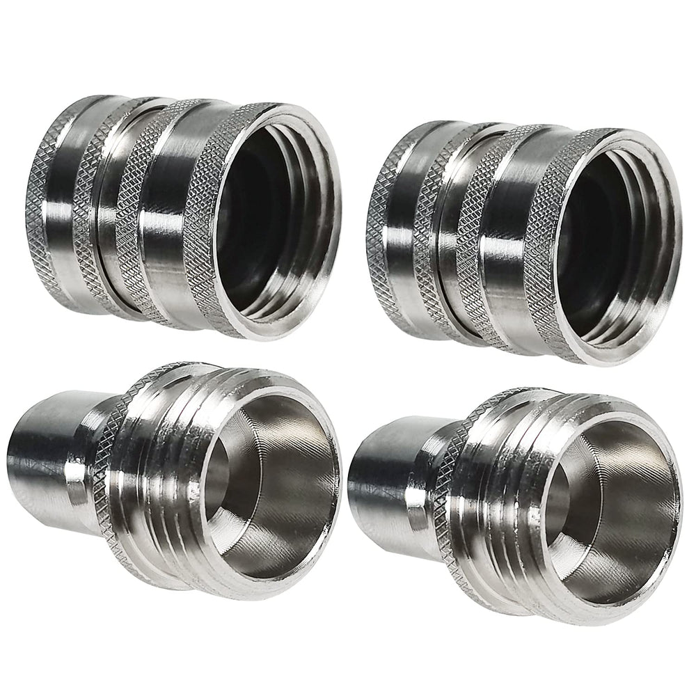 YAMATIC front view of two stainless quick connectors showing durable construction and easy swapping