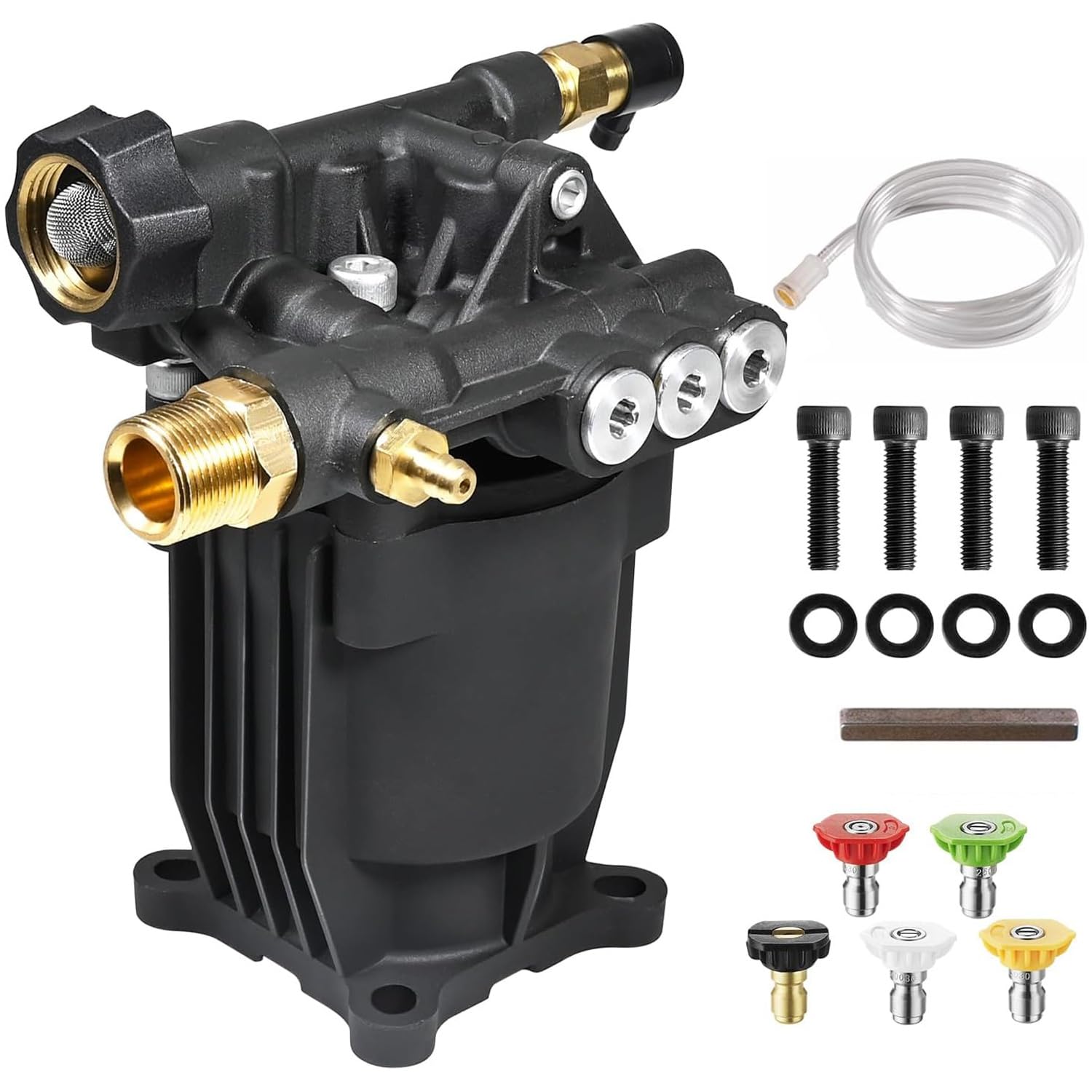 YAMATIC front view of pump showing mounting face and benefits of direct-fit replacement