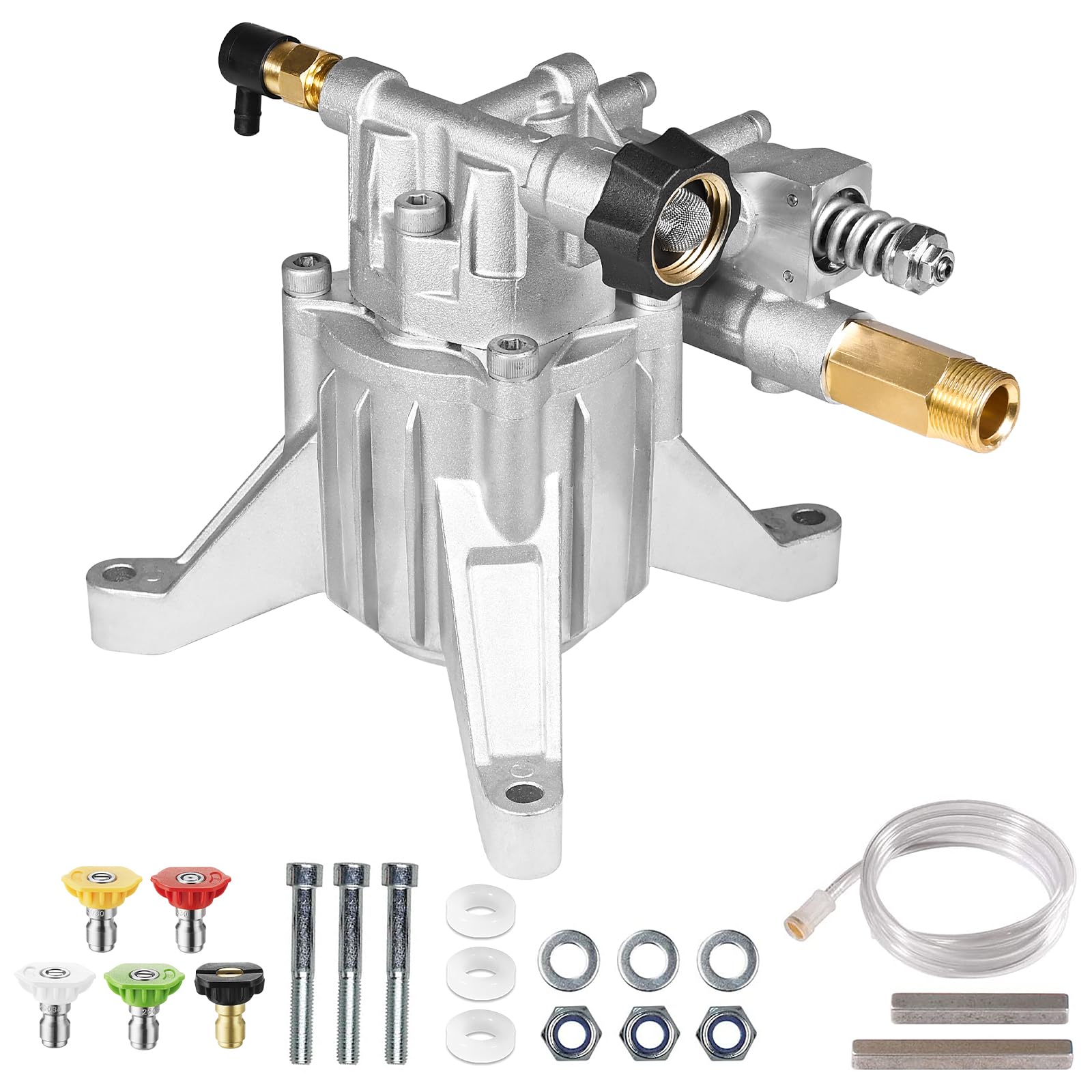 YAMATIC front view of vertical pump showing mounting flanges and shaft for easy replacement