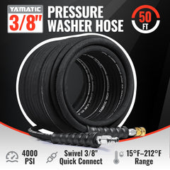 YAMATIC coiled 50 ft hose delivering extended reach benefit