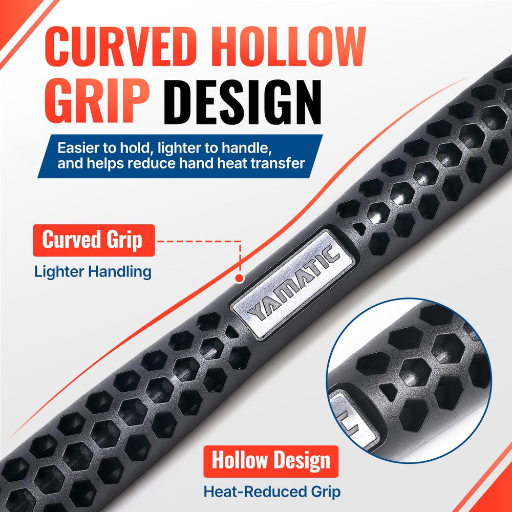 YAMATIC gun grip and trigger detail offering ergonomic control benefit