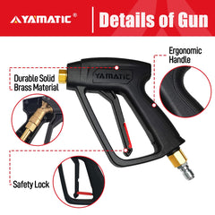 YAMATIC pressure washer gun with five nozzle tips for versatile spray patterns
