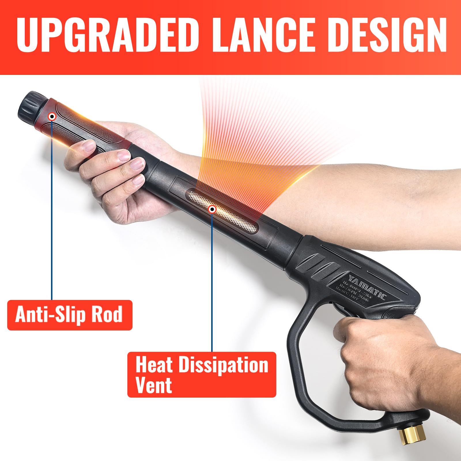 YAMATIC kink-resistant hose laid flat demonstrating flexibility and easy storage benefit