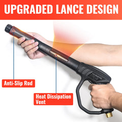 YAMATIC kink-resistant hose laid flat demonstrating flexibility and easy storage benefit