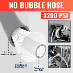 YAMATIC hose in use washing a car showing easier maneuvering benefit