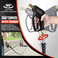 YAMATIC hose in use washing a car for extended reach