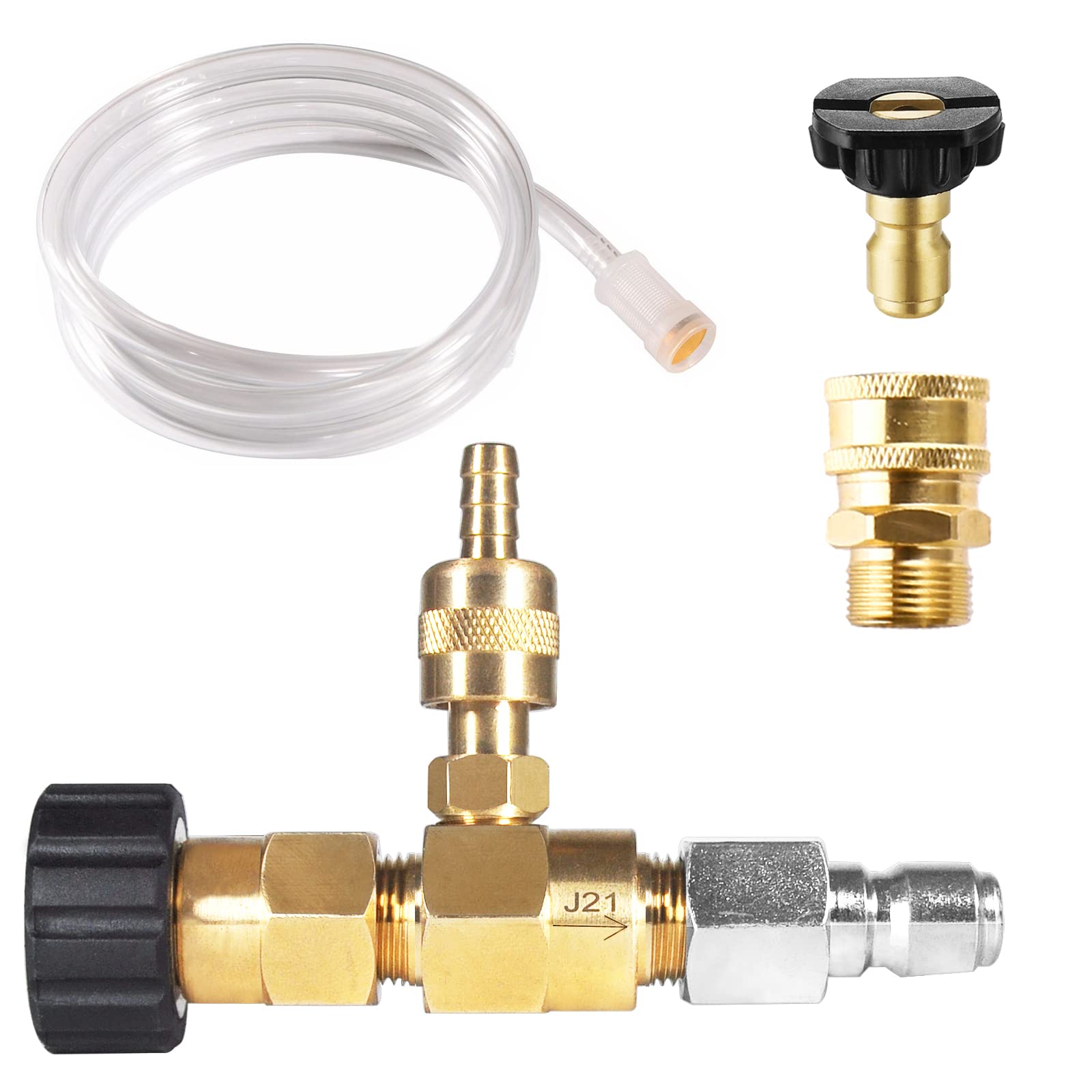YAMATIC injector front view showing M22 couplers and durable housing for reliable hookup