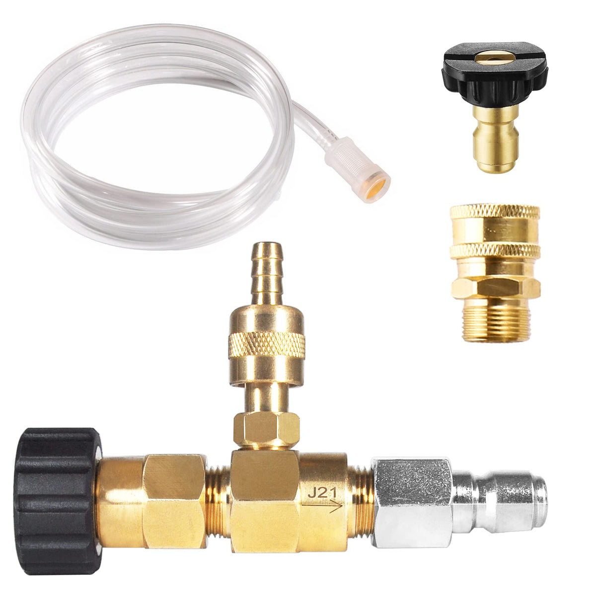 YAMATIC injector front view showing M22 couplers and durable housing for reliable hookup