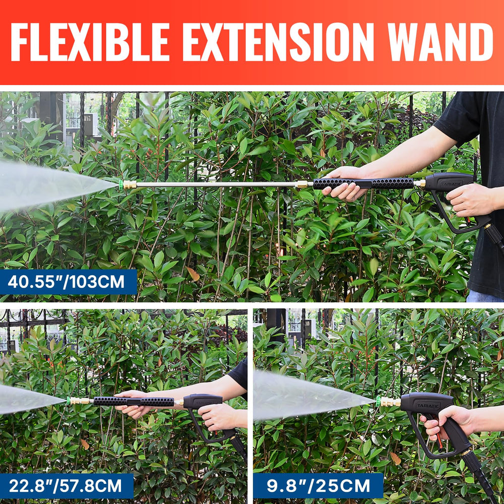 YAMATIC lanzas extendidas hasta 40 pulgadas para mayor alcance