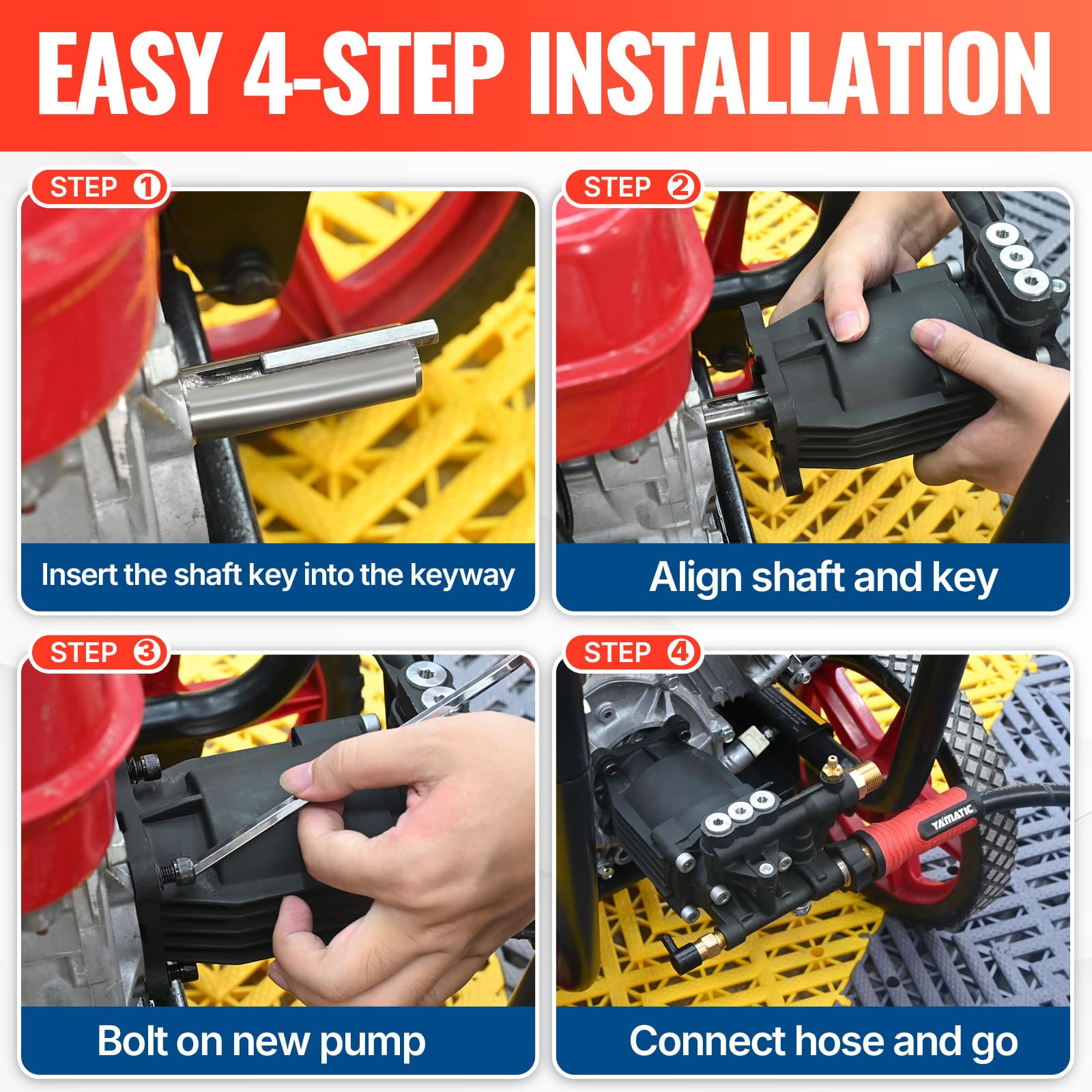 YAMATIC detail of mounting holes with measurements for accurate compatibility checking