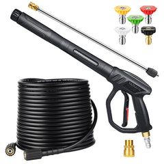 YAMATIC front view of pressure washer gun showing ergonomic grip and trigger benefit