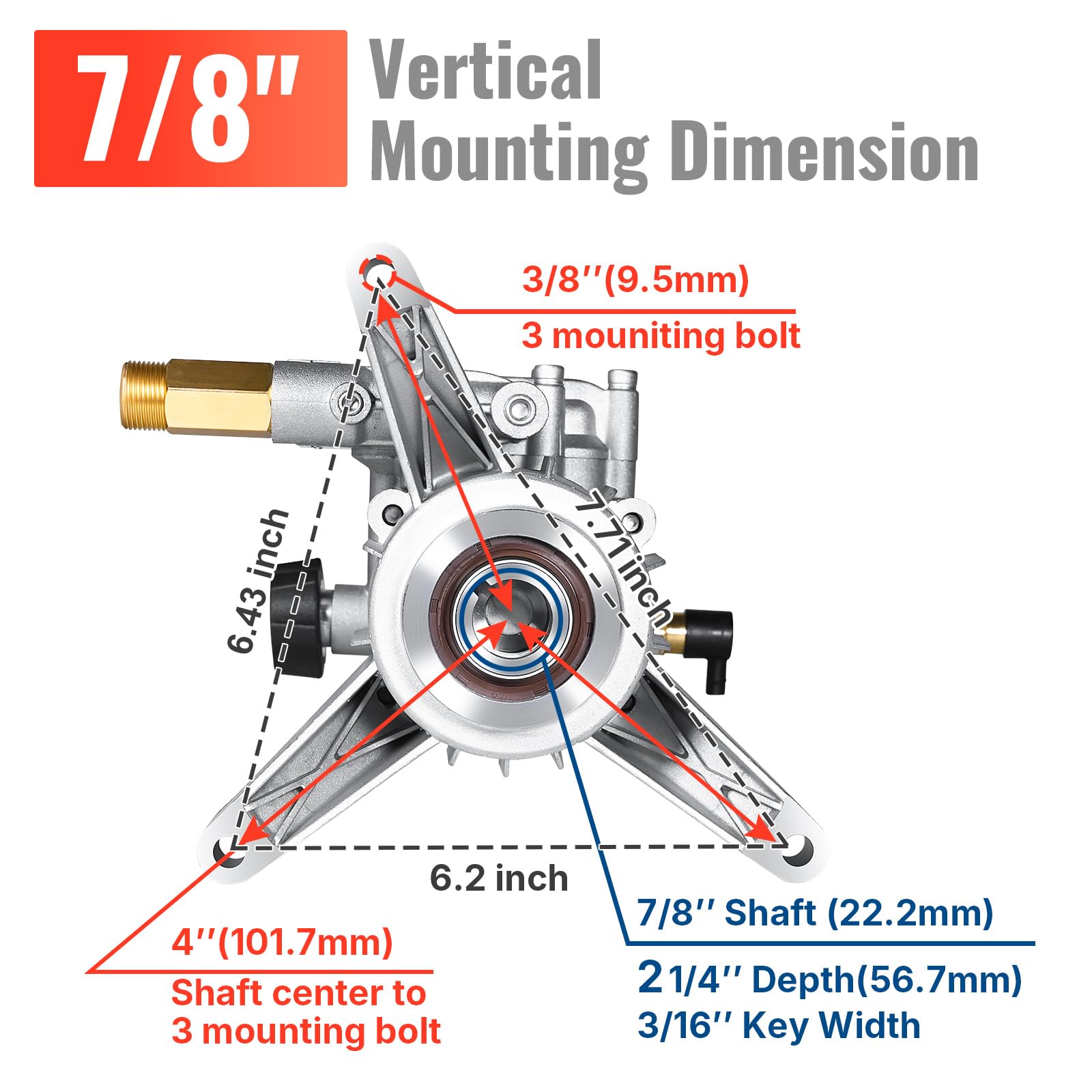 YAMATIC 7/8-inch vertical shaft close-up ensuring correct fit and reliable power transfer
