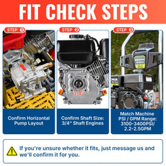 YAMATIC close-up of 3/4" shaft keyway ensuring secure engine connection