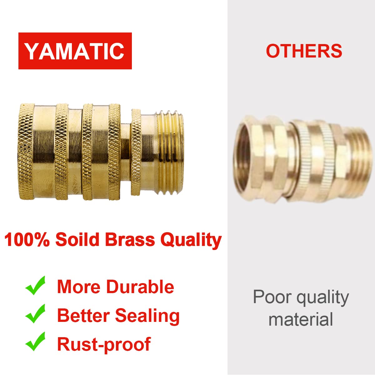YAMATIC held in hand next to hose for scale, showing compact, sturdy build
