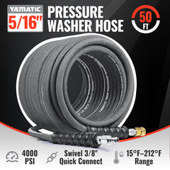 YAMATIC close-up of swivel quick-connect fitting reducing hose twist and wear