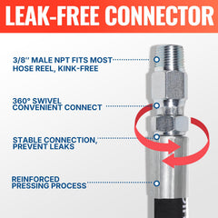YAMATIC swivel connector detail preventing kinks and easing reel alignment