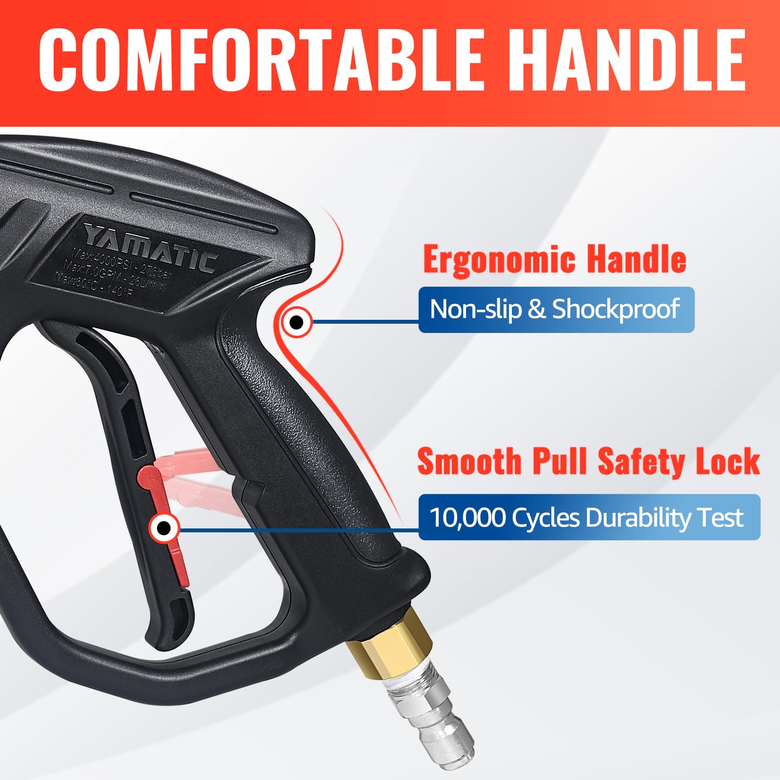 YAMATIC swivel inlet detail preventing hose kinks for smoother operation