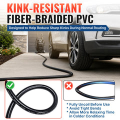 YAMATIC fiber-braided reinforcement texture detail, kink-resistance benefit