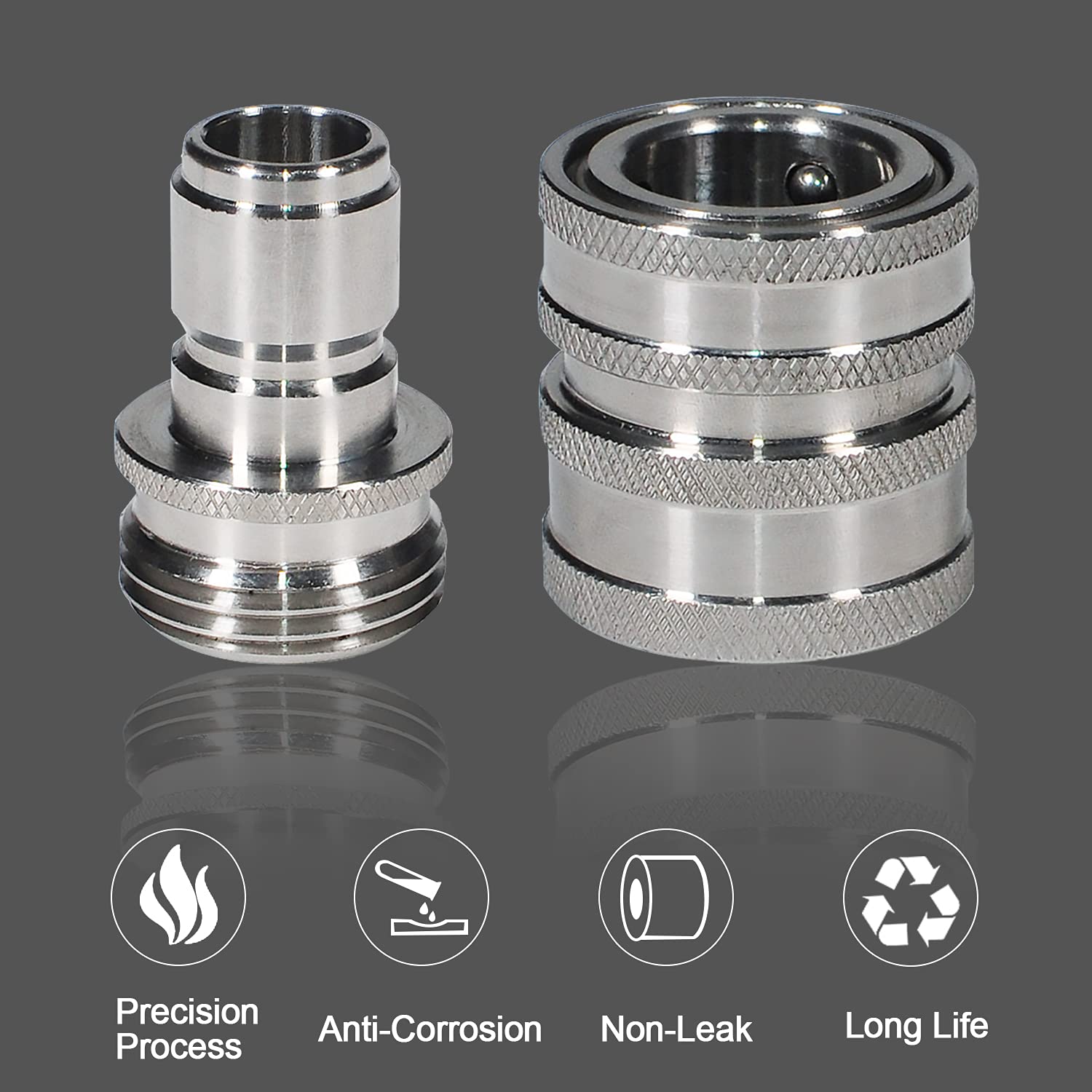YAMATIC closeup of 3/4 inch threaded end highlighting precise threads and secure fit