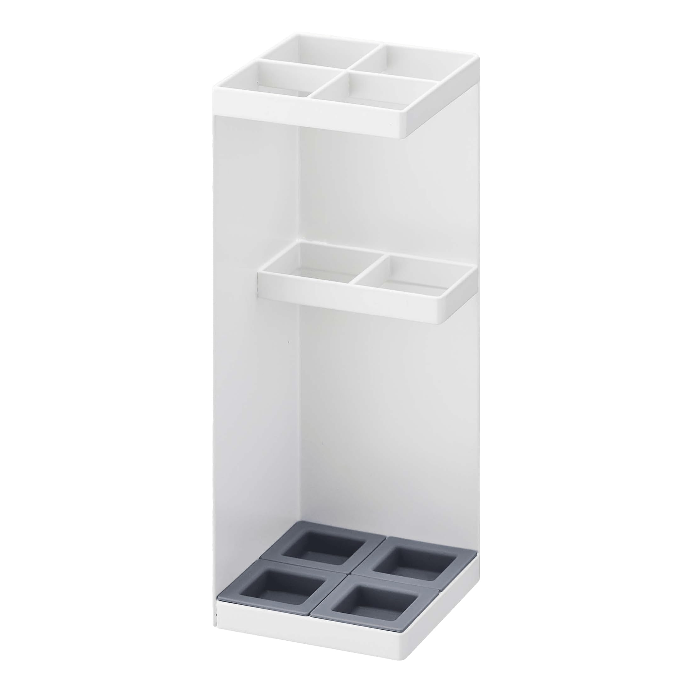 Yamazaki umbrella stand front view showing compact, tidy storage benefit