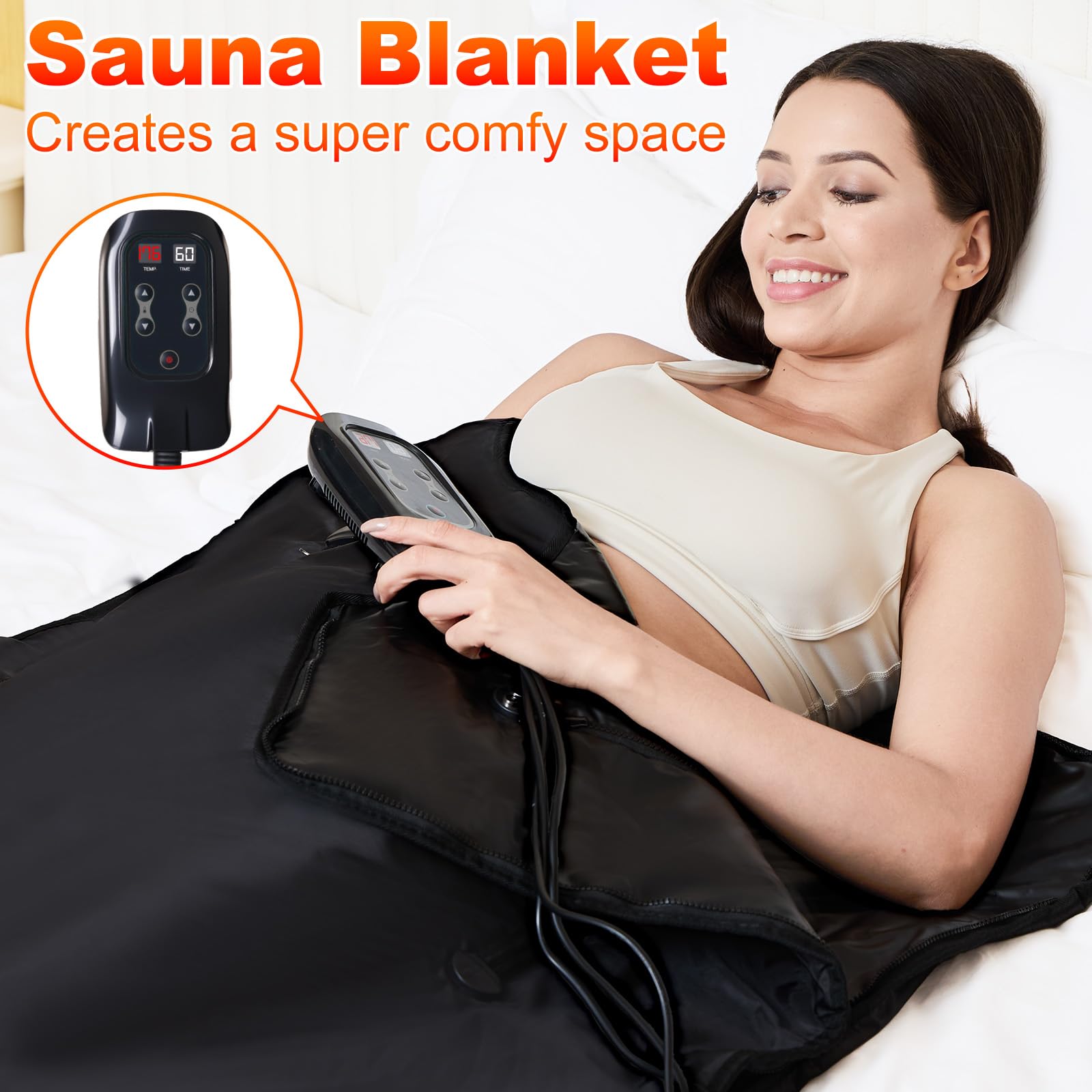 yamxun blanket next to person for size scale showing ample 71x31.5 inch coverage