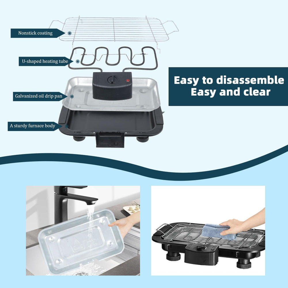YANDEA compact grill next to a water bottle for scale, ideal for storage and travel