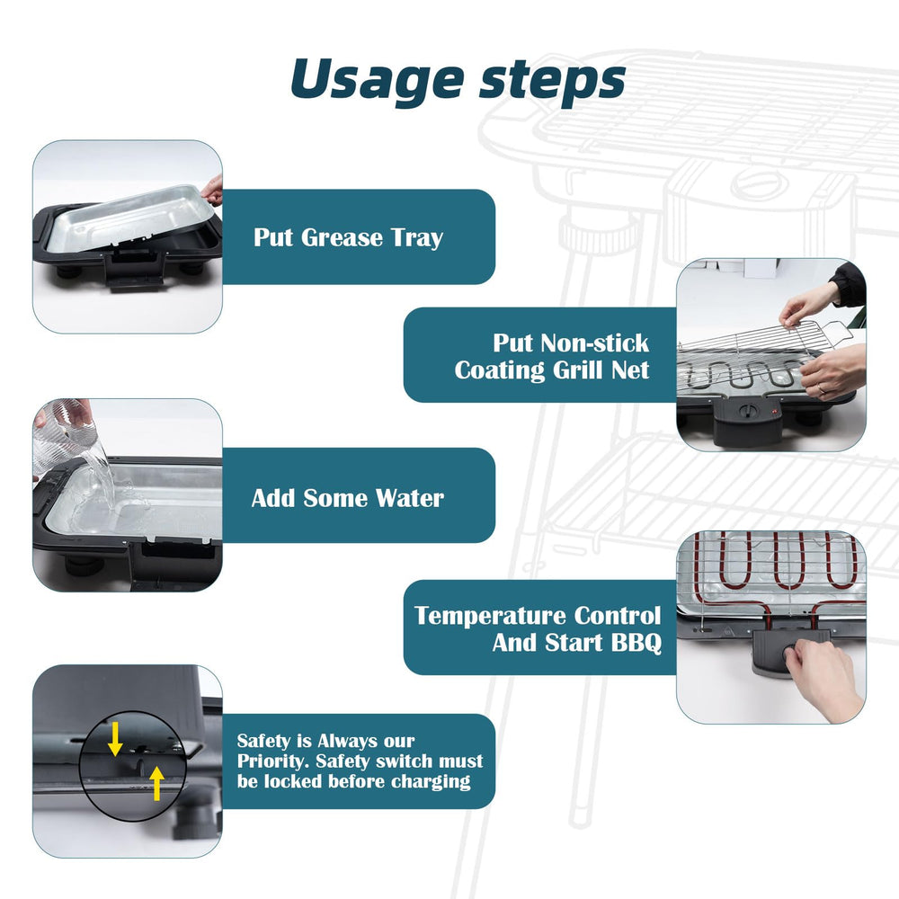 YANDEA detachable stand set up converting grill between table and freestanding use
