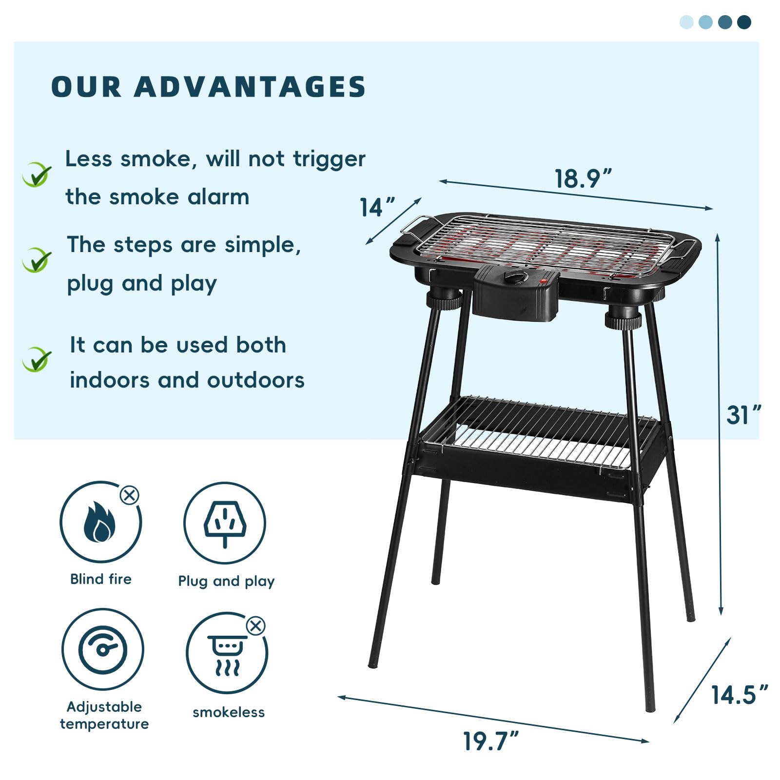 YANDEA grill in use on patio with food showing quick outdoor cooking convenience