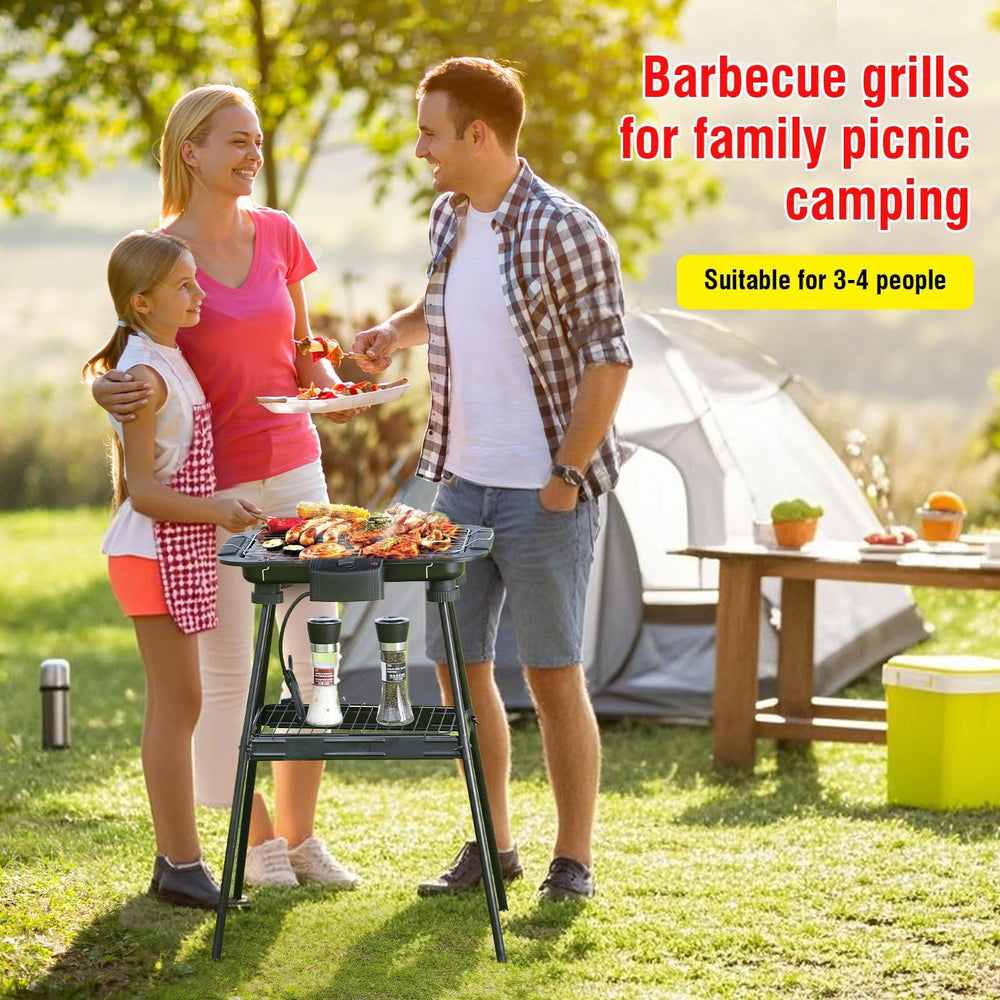 YANDEA indoor lifestyle scene with family enjoying smokeless barbecue at table