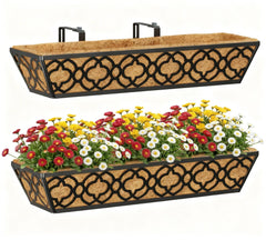 Y&M front view hanging planter showing sleek metal frame and clean lines for curb appeal