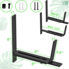 Y&M bracket mounted on railing demonstrating stable planter support outdoors
