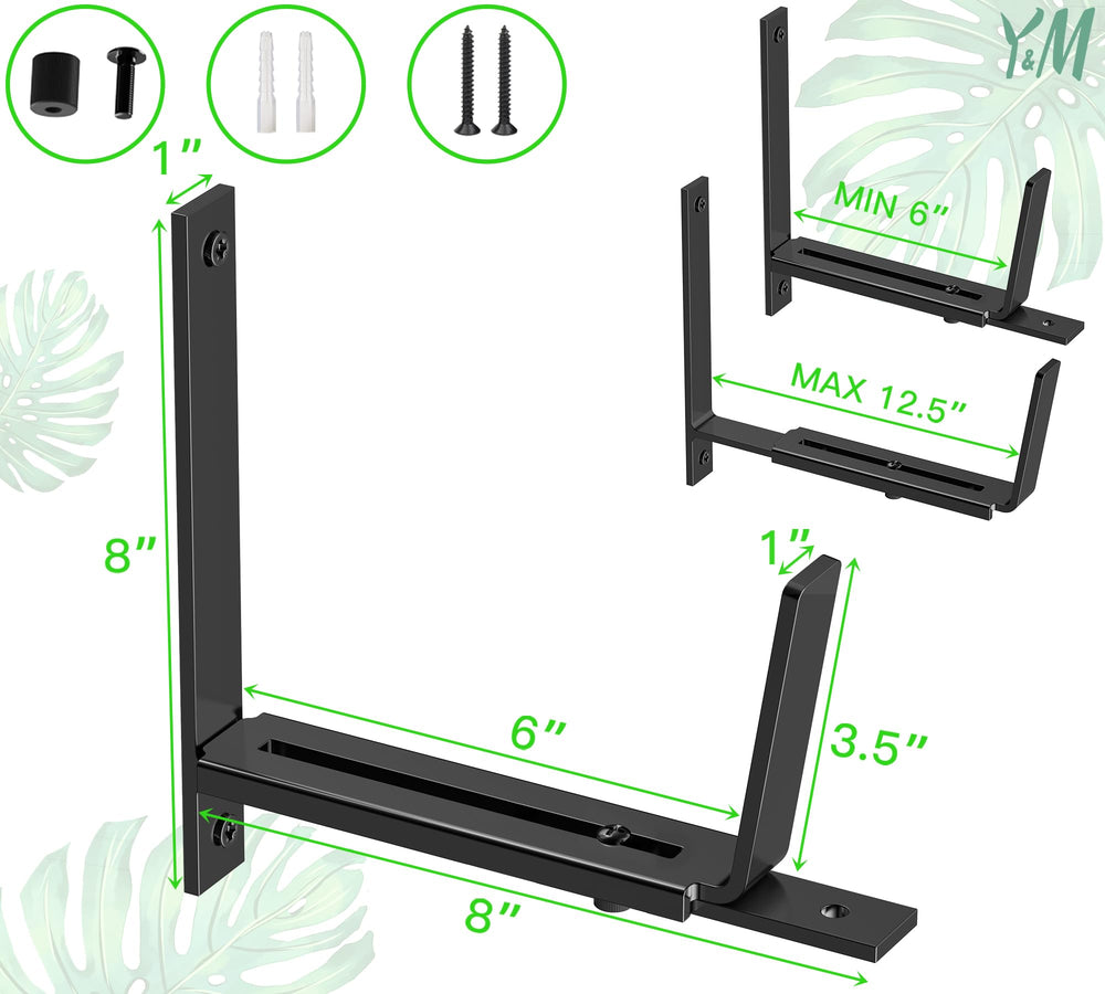 Y&M side profile bracket on railing with planter demonstrating space-saving benefit