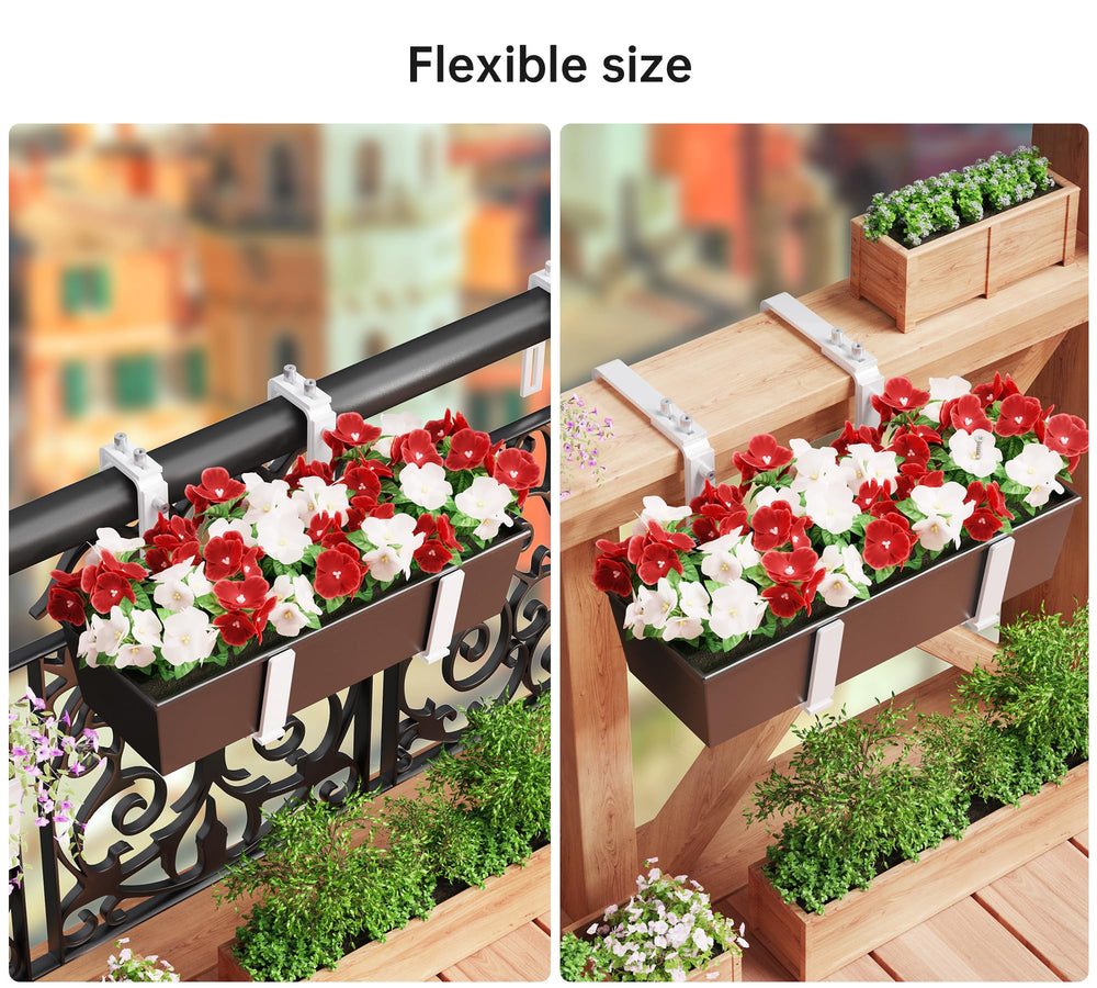 Y&M wall-mounted planter brackets showing secure attachment and tidy look benefit