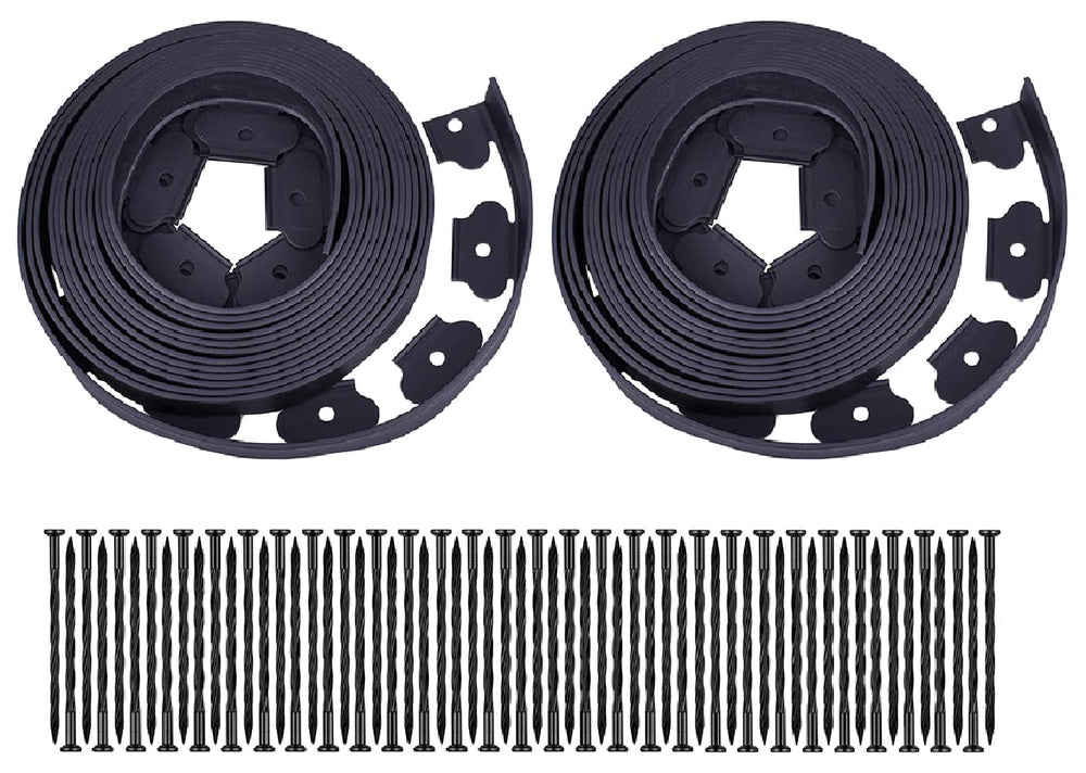 YANEYRIE front view of 60ft edging kit showing compact packaging and included spikes