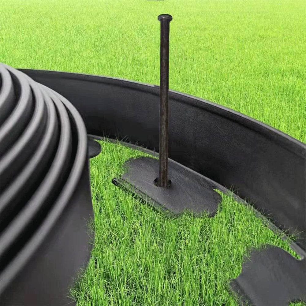 YANEYRIE spikes securing artificial turf edge for a neat finish