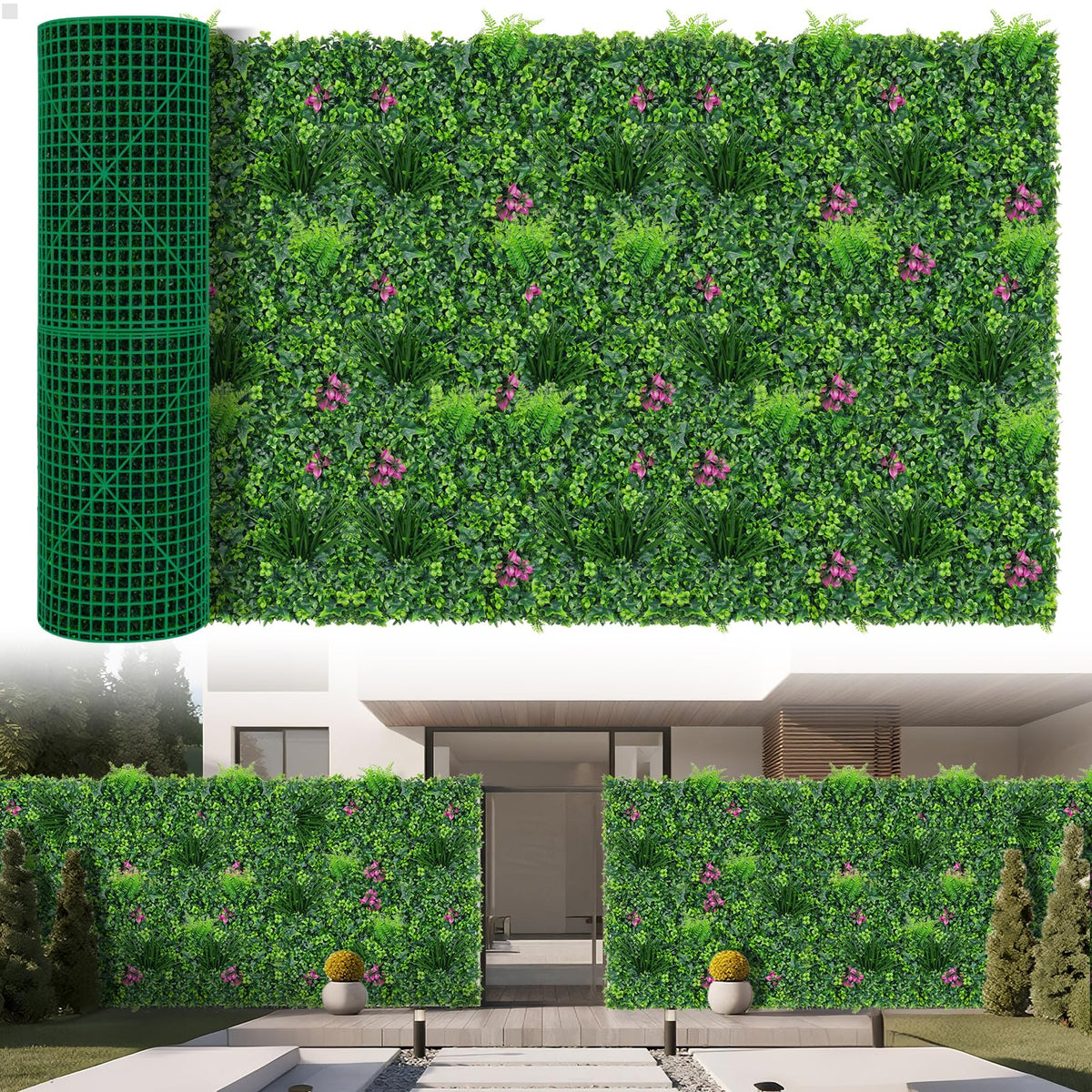 Yangrass front view of full 40x120 panel showing dense mint leaves for instant greenery