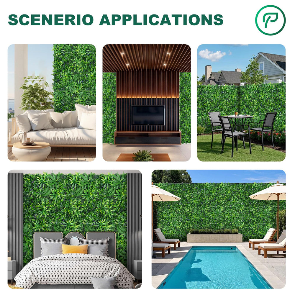 Yangrass panel installed on a fence giving privacy and year-round greenery