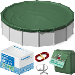 Yankee Emerald Series 21 ft front view showing full pool cover protection
