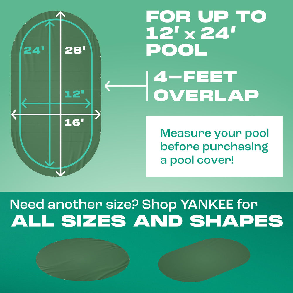Yankee Emerald Series installed on a 12x24 ft oval above-ground pool protecting from debris