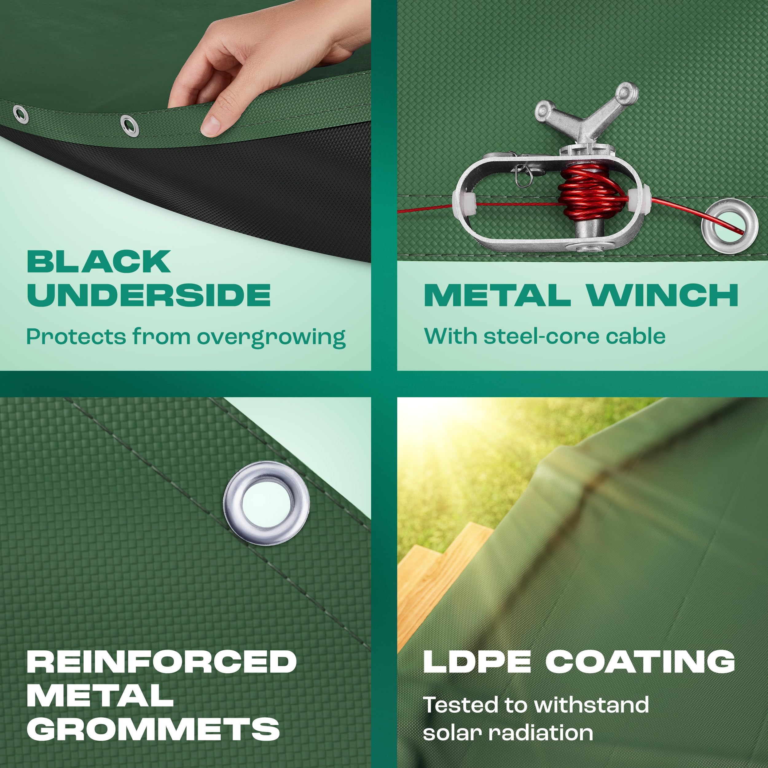 Yankee Emerald Series molded winch tightening cable for a snug, weather-resistant fit
