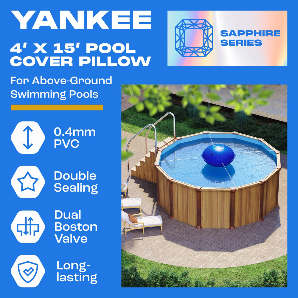 Yankee Pool Pillow in backyard winter scene illustrating durable all-season use